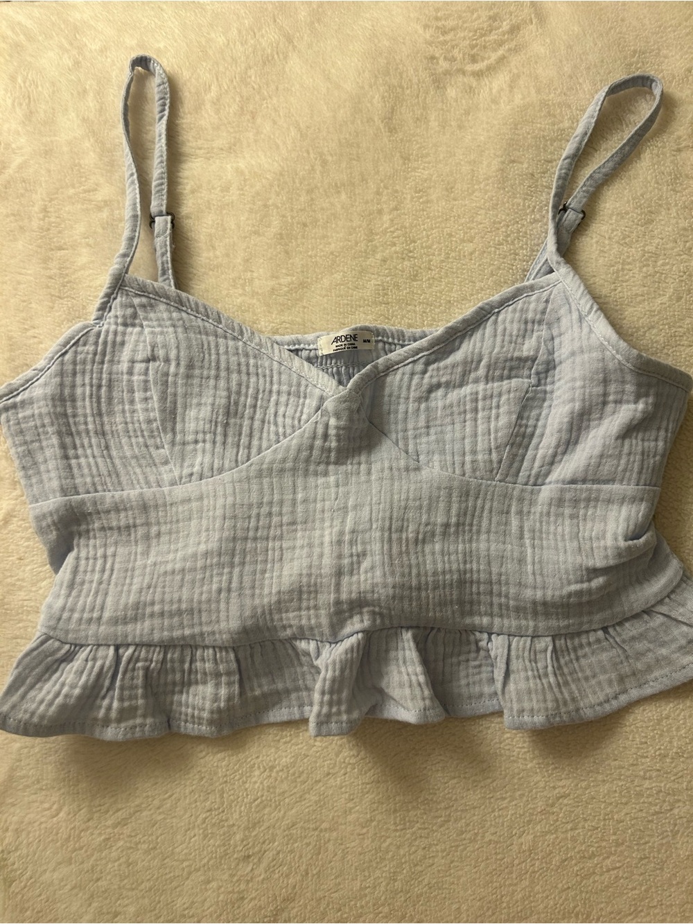 Ardene Light Blue Ruffle-Hem Cropped Cami